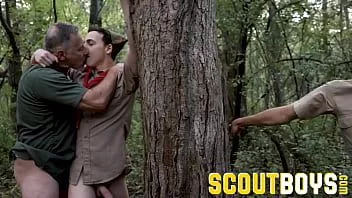 Play Scoutboys - 2 cute, smooth scouts barebacked hard by sexy scoutmasters